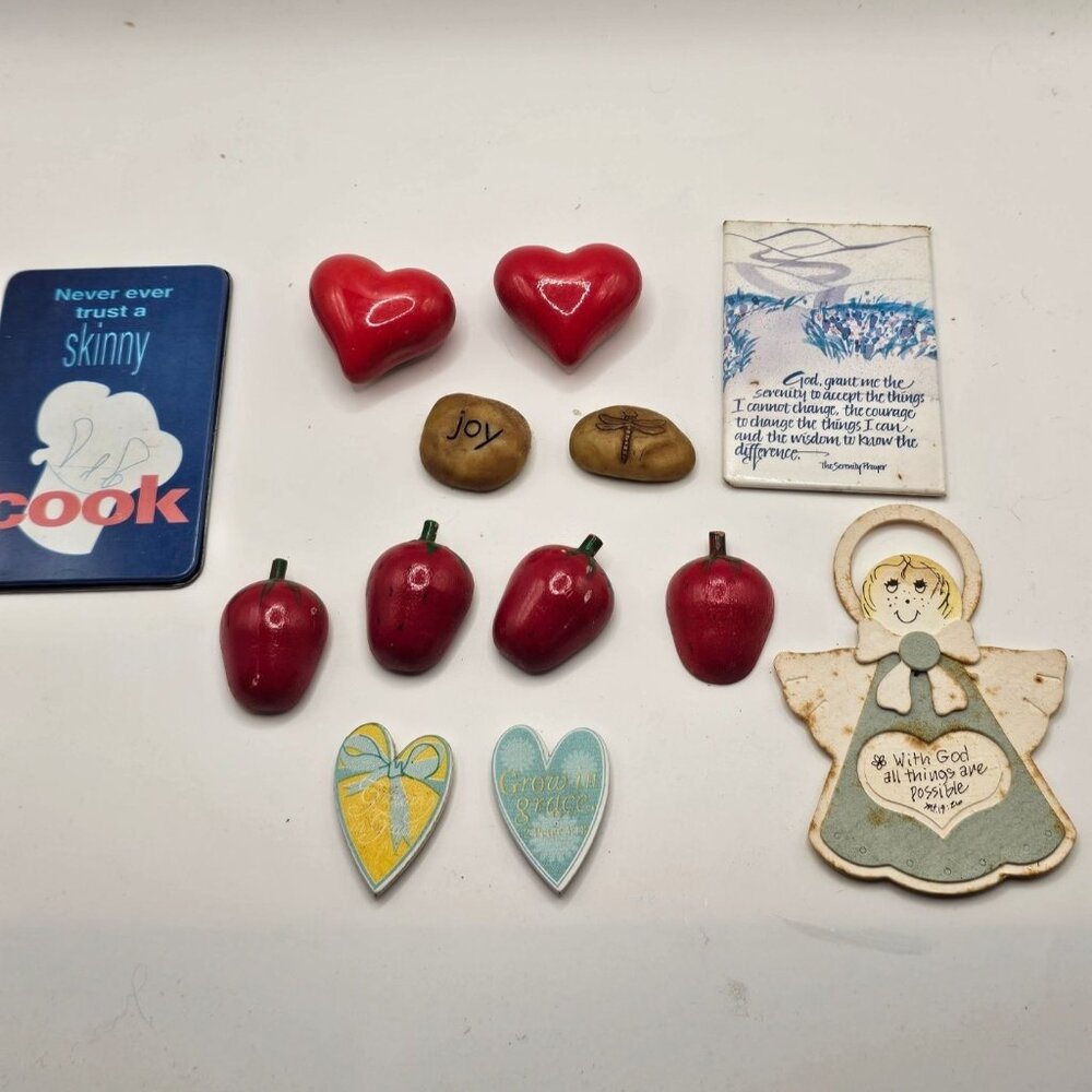 Vintage Assorted Kitchen & Home Decor Magnets & Wall Plaques Hearts‎ Strawberry